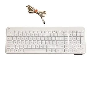 HP Keyboard USB Wired Super Slim Thin White PC Laptop Lightweight KBAH21